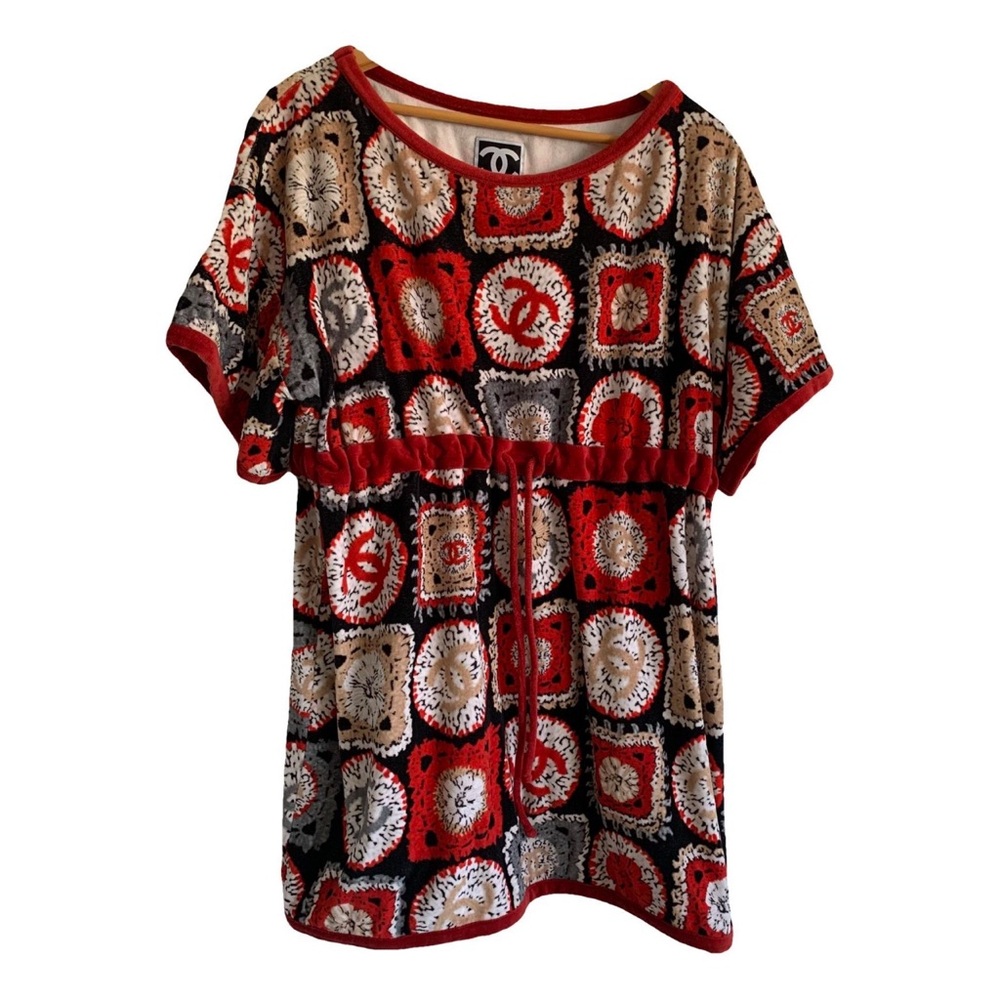 CHANEL Red and Black Graphic Mini Dress from 2009’ collection